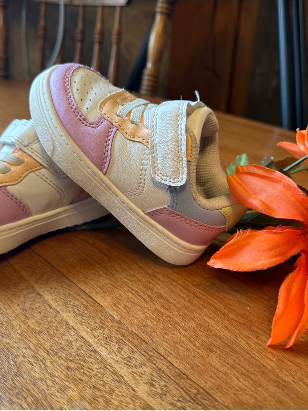 Cat & Jack White Sneakers with Pink and Tan Accents